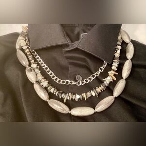 Multi strand bead & stone necklace